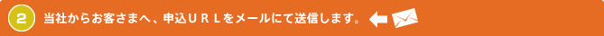 2 当社からお客さまへ、申込ＵＲＬをメールにて送信します。。